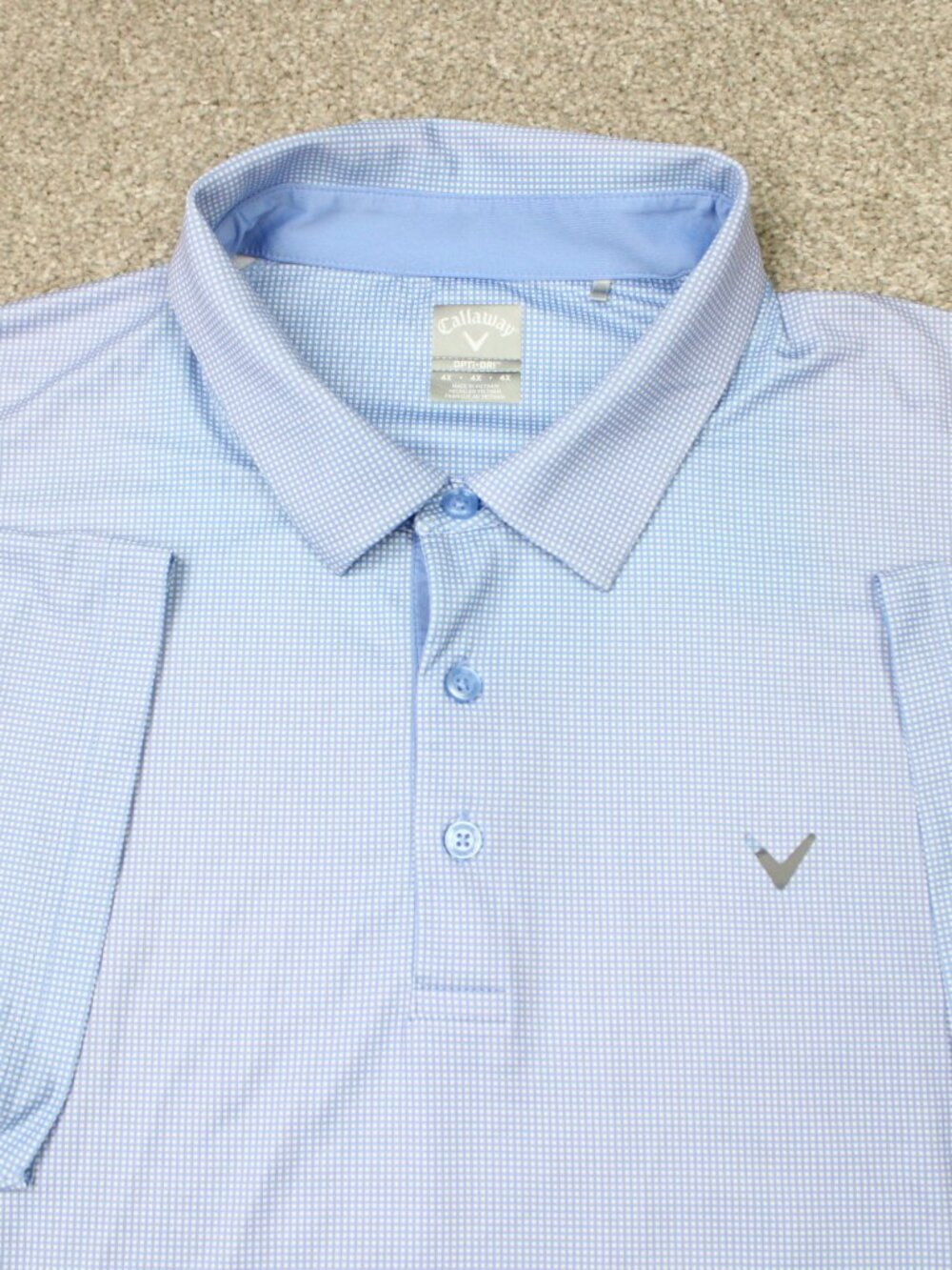 Callaway Polo Shirt Men 4XL Blue Geometric Opti-Dri Golf Swing Tech Short Sleeve